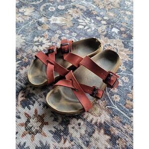 Tatami by Birkenstock Red Leather Multi Strap Sandals 37 L6 Made in Germany